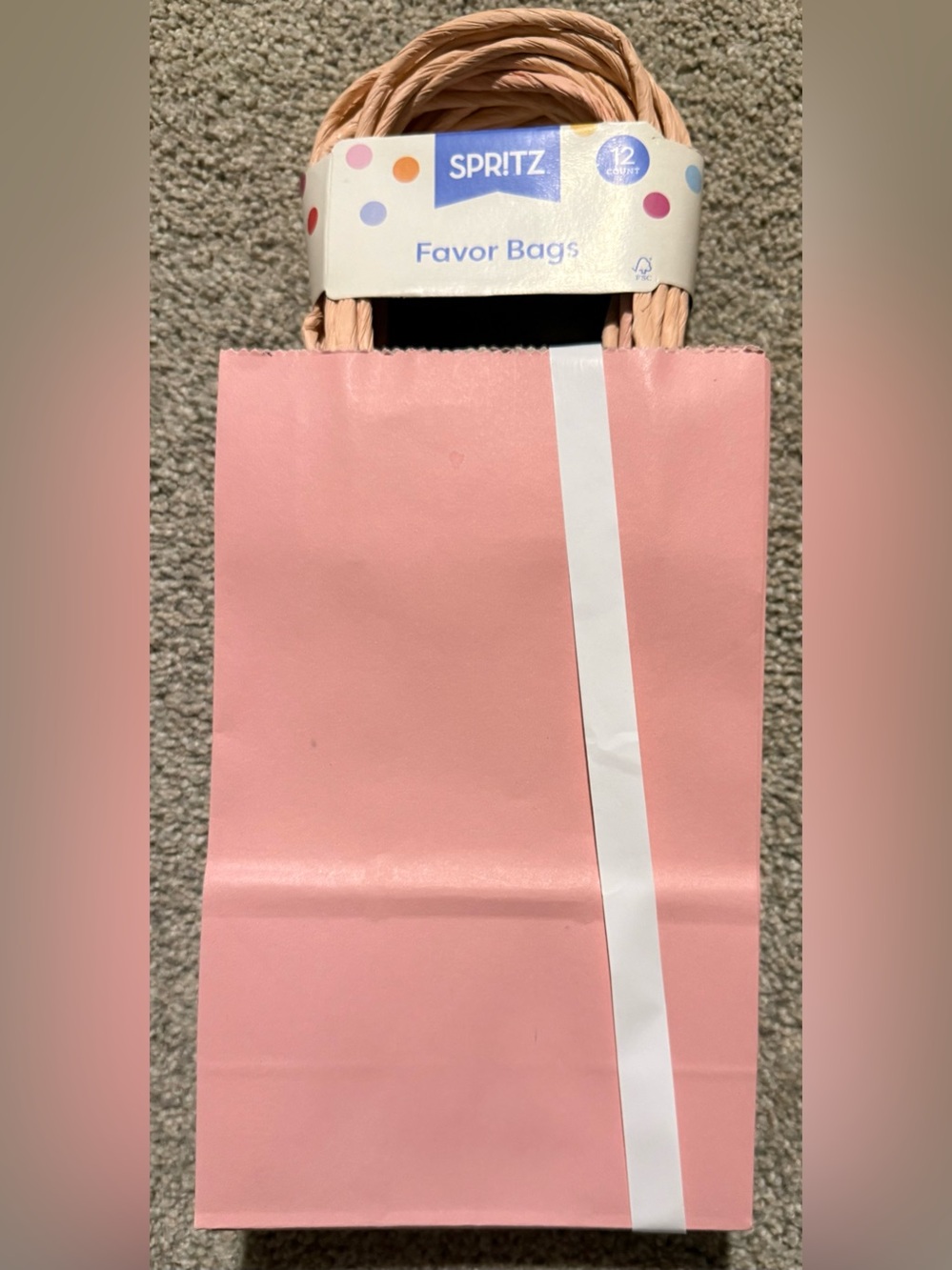 12 pack Pink Paper Gift Bag with Rope Handles